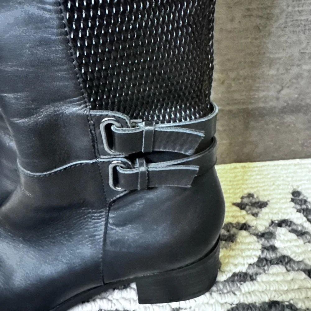 Blondo Black Over-the-Knee Leather Boots with Buckle Trim - Picture 3 of 11